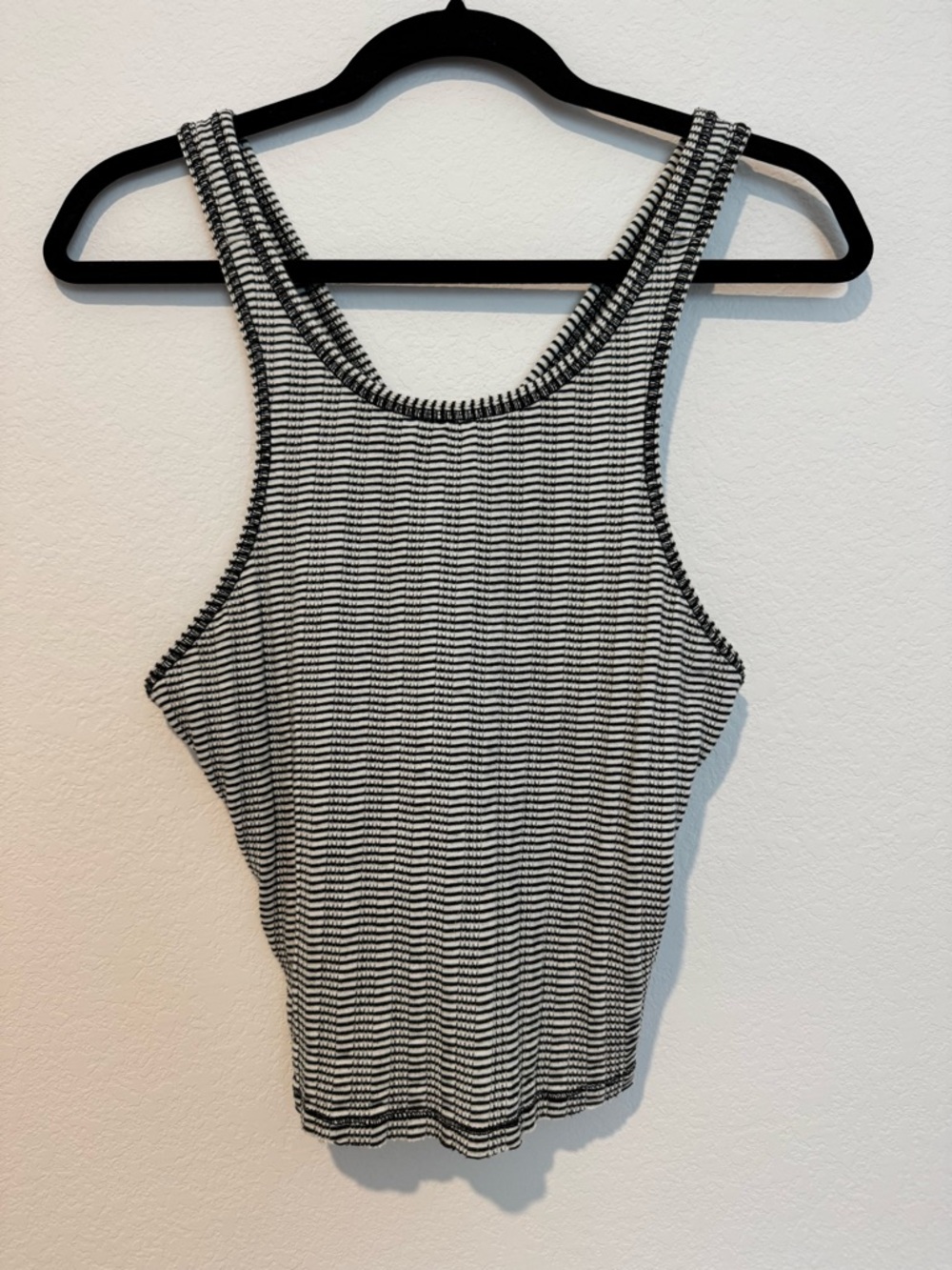 Free People We the Free Black and White Textured Tank Top